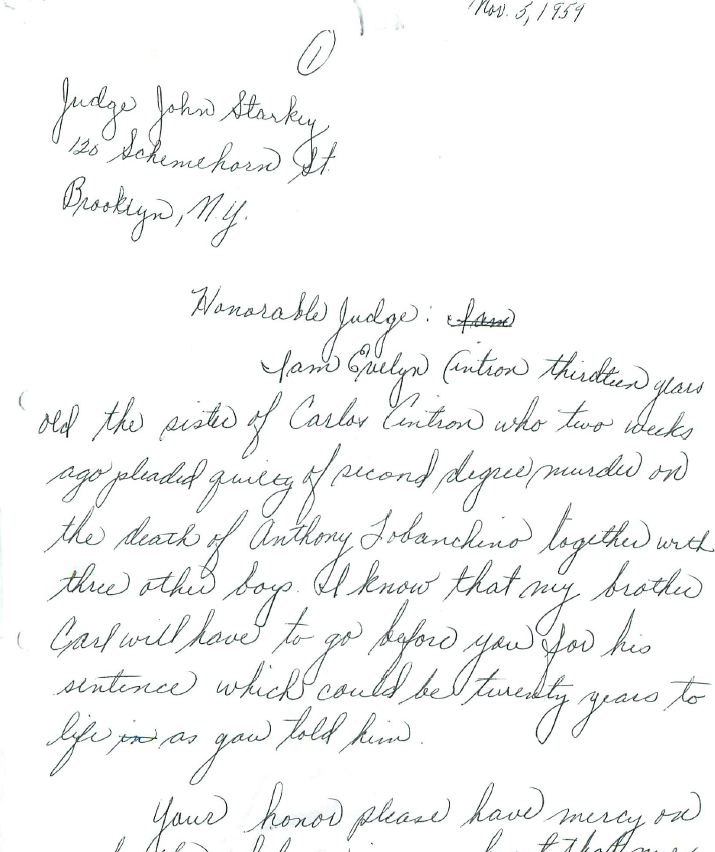 1st page Evelyn Cintron letter